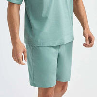 Populaire décontracté hommes été surdimensionné col rabattable solide vert menthe survêtements courts personnalisé classique confort t-shirt et short ensemble