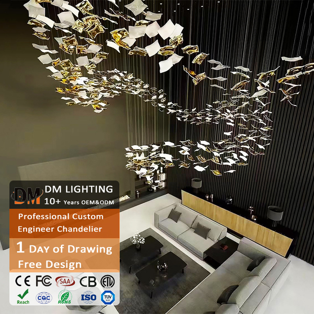 Modern Style Indoor Decoration Hotel Villa Mall Staircase Custom Glass LED Chandelier Pendant Light