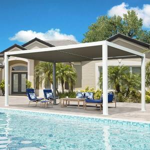 Vente en gros de gazebo de balcon personnalisé noir blanc cadre en alliage d'aluminium toit à persiennes réglable <span class=keywords><strong>piscine</strong></span> écologique coupe-vent étanche à la neige - Product Image 1