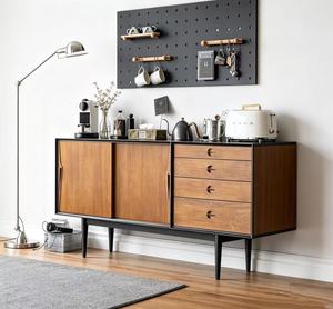 Mid Century Modern Wood <b>Sideboard</b> With 4 Drawers And Slab Doors For Living Room Storage Cabinet - Product Image 4