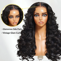 Big Bouncy Waves mit Seitenteil Loose Wave Layers 13*4 Pre Everything Lace Frontal Perücke mit Invisi Draw string Perücken Echthaar