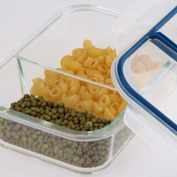 Boîte de préparation de repas hermétique compatible micro-ondes, bento 2/3 compartiments, boîte à lunch en verre borosilicate haute résistance avec séparateur