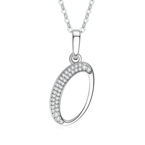 Ciondolo ovale in argento con diamanti naturali rotondi taglio brillante, gioielli minimalisti da donna per l'uso quotidiano, 0,5 ct, colore G - Product Image 1