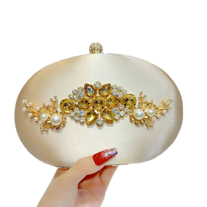 Women's Exquisite Gold Diamond Evening Clutch Bridal <b>Wedding</b> <b>Handbag</b> 1-1.9L Buckle Chain Strap Elegant Polyester - Product Image 1