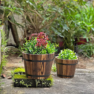 Dropshipping Small <strong>Wooden</strong> Bucket Barrel <strong>Planters</strong> Rustic Succulent Flowerpots <strong>Boxes</strong> Container With Drainage Holes for Home Decor - Product Image 6
