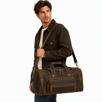 Sac de voyage week-end en cuir pleine fleur vintage rétro grande capacité avec fermeture éclair, personnalisable avec logo, fournisseur d'usine