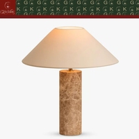 Lampe de table en marbre Emperador foncé GOLDKING en pierre naturelle pour chambre à coucher, chevet, salon, canapé, bureau, décoration de luxe pour la maison