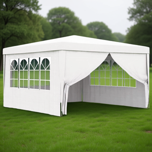 White 13.1'x13.1' Wedding Party <b>Tent</b> With Side Walls Aluminum <b>Frame</b> Quick Opening Outdoor Use - Product Image 2