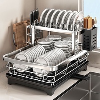Égouttoir à vaisselle vertical en acier inoxydable le plus vendu avec support pour bols et assiettes, panier de séchage pour baguettes
