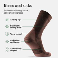Chaussettes de randonnée, chaussettes en laine mérinos anti-ampoules, chaussettes matelassées anti-humidité pour hommes et femmes