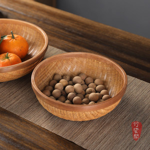 <b>Bamboo</b> Woven Storage <b>Baskets</b> Round Handmade For Kitchen Food Container Neatening - Product Image 3