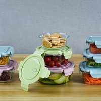 Ensemble de récipients de stockage des aliments Ensembles de récipients de stockage des aliments de cuisine Verre thermique transparent Verre borosilicate multifonction