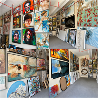 Peinture à l'huile abstraite impasto faite à la main 25x50cm, art texturé feuille d'or sur toile coton-lin pour décoration murale de luxe pour hôtels et villas