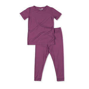 5% di bambù OEM camicia di Spandex tinta unita girocollo di bambù t-Shirt Set per bambini manica corta <span class=keywords><strong>pigiama</strong></span> - Product Image 3