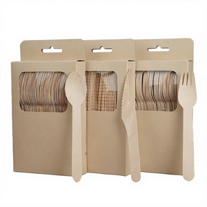 Mini-fourchettes, cuillères et couteaux en bois écologiques, couverts biodégradables jetables, pour fêtes, écologiques, couleur bois naturel, durables - Product Image 1