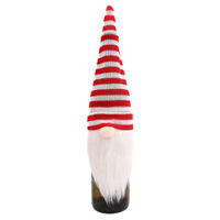 Housses de bouteille de vin tricotées de Noël, Père Noël sans visage, Poupée, Ornement en tissu à rayures et flocons de neige, Décoration de style campagnard européen et américain