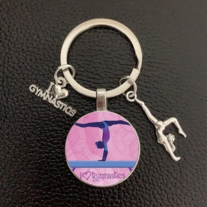 Hot Sale Custom Metal Carabiner Keychain I for Love Gymnastics Time Gem Pendant Cute Cartoon Glass Keychain - Product Image 3