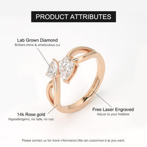 Bague de joaillerie personnalisée Goldleaf en or 14k 18k, diamant taille poire 1ct 2ct 3ct DEF VVS VS avec rapport IGI, diamant de laboratoire - Product Image 6