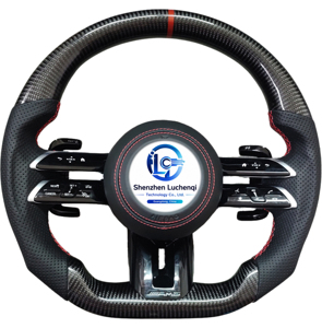 Volant chauffant en fibre de carbone véritable, 4 branches, revêtement Alcantara, compatible <span class=keywords><strong>Mercedes</strong></span> W205 W213 W463 C118, amélioration intérieure AMG Performance - Product Image 5
