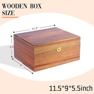 Acacia Wood Keepsake <b>Box</b> Rectangle Hinged Lid Key <b>Lock</b> Jewelry Storage <b>Box</b> - Product Image 5