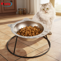 Bol pour chat en acier inoxydable, distributeur de nourriture pour animaux de compagnie, bol pour nourriture et eau pour chat avec support antidérapant, protège le cou