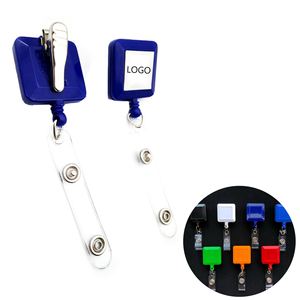 Custom Logo Printed Retractable Badge Holder Reel <b>Square</b> Badge Holder With Belt Clip Camping <b>Key</b> Ring for Name Card Keychain - Product Image 1