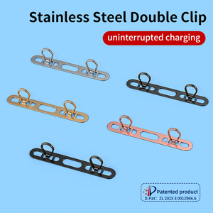 超薄型ステンレス製デュアルバックル付きスマホストラップ 耐久性紛失防止コネクター メタルバックステッカー携帯電話用ストラップ - Product Image 3