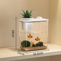 Mini aquarium écologique de bureau en plastique ouvert avec système d'auto-circulation d'oxygène pour poissons rouges, décoration de table à domicile