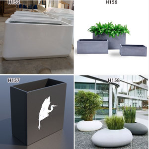 Pot de fleurs cylindrique rayé 070, <span class=keywords><strong>jardinière</strong></span> haute décorative en fibre de verre, vase de sol artisanal pour la décoration de la maison, de l'hôtel, du bureau et du centre commercial - Product Image 6