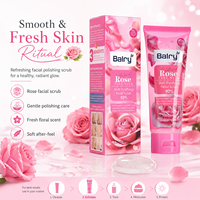 Gommage visage Balry Rose 120ml, gel exfoliant purifiant pour la peau avec des perles fines, éliminateur de peaux mortes