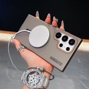Custodia per telefono opaca traslucida per PC con pelle magnetica per <span class=keywords><strong>Samsung</strong></span> <span class=keywords><strong>S22</strong></span> S23 S24 S25 <span class=keywords><strong>Ultra</strong></span> rigida con ricarica Wireless <span class=keywords><strong>Cover</strong></span> antiurto - Product Image 5