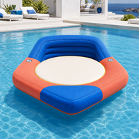 Île flottante gonflable personnalisée en PVC avec housse en tissu, centre en maille et porte-gobelets pour piscine
