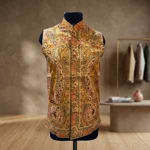 Chaleco Formal Jacquard para Hombre, Elegante, Hecho de Poliéster y Lana, Corte Regular, Diseño de Cuello en V, para Bodas y Recepciones - Product Image 3