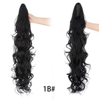 Queue de cheval longue et bouclée de haute qualité avec peigne invisible, extension de cheveux synthétiques ondulés profonds pour femmes, vente en gros