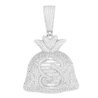 Pendentif en cuivre plaqué or 18 carats avec zircon, style hip-hop personnalisé, sac d'argent en forme de dollar chrétien, bijoux exquis pour femmes