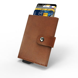 Porte-cartes RFID avec logo personnalisé Portefeuille d'affaires unisexe court en métal tendance antivol en cuir Pop PU nylon grande capacité - Product Image 6