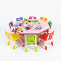 Meubles pour l'école maternelle et la maternelle, ensemble de bureau et de chaise pour enfants, table d'étude réglable en hauteur et chaise en plastique pour la garderie