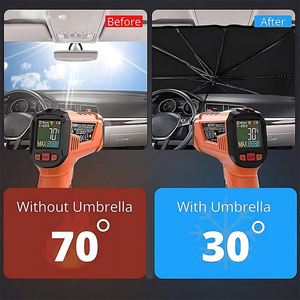Hot Selling Custom Logo Foldable Car Windshield <b>Umbrella</b> UV Protection Sunshade <b>Umbrella</b> Car Window Sunshade - Product Image 5
