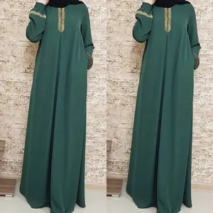 Женское длинное платье с принтом, повседневное Макси-платье большого размера в мусульманском стиле