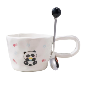 <b>Cute</b> Cartoon Panda Pattern Handmade Coffee Cups Custom Tea Cup Ceramic Coffee <b>Mug</b> Breakfast Cups Water <b>Mug</b> With Spoon - Product Image 5