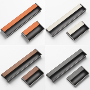 Nouvelle poignée invisible encastrée à fente, style 2026, en alliage de zinc avec incrustation en cuir pour armoires, placards et tiroirs - Product Image 4