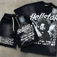 Ensemble de T-shirts décontractés d'été respirants en coton tricoté, style Hip-hop Streetwear, coupe oversize, effet vieilli et délavé, avec technologie NFC, Hell Star