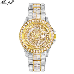 Reloj de Hombre de Lujo, Cuadrado, con Diamantes, Oro, Acero Inoxidable, Resistente al Agua, Fecha Automática, Cristal - Product Image 2