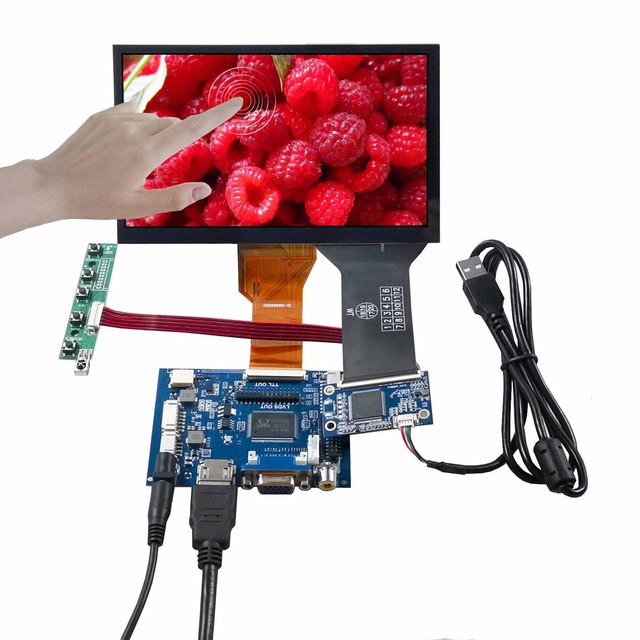Small Lcd Module Capacitive Industrial Touch Monitors 7" At070Tn92 800X480 Ips Lcd Screen With H/d Vga 2Av Lcd Driver Board