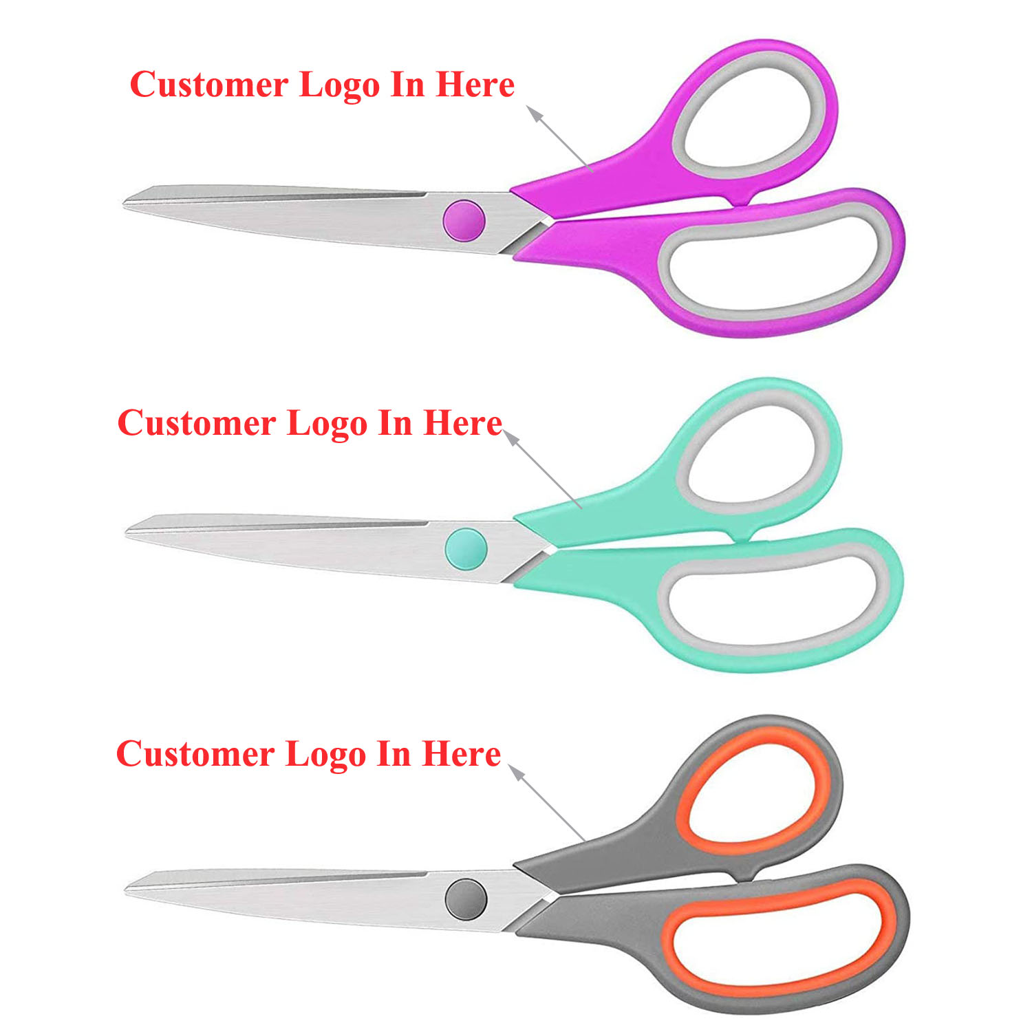 YHSS001 8" Multipurpose Comfort-Grip Sturdy Bulk Ultra Sharp Scissors/Shears for Office Home School Sewing Fabric Craft