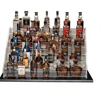 Étagère à liqueurs moderne en acrylique à plusieurs niveaux avec 3 à 7 couches pré-assemblées, capacité de 20+ bouteilles de spiritueux pour bar à domicile et présentation de cocktails