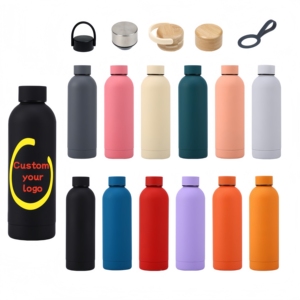 Custom Logo Direct Drink Europe Style Business Stainless Steel Tumblers 500ml/16oz Insulated Rubber Coating Bottles Vacuum
