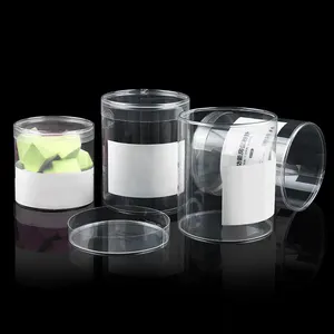 PVC Transparent Packaging Plastic Round Tube Clear Plastic Transparent Tube Packaging for Cosmetic Beauty Sponge