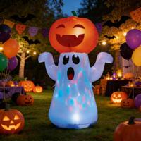 Décoration Gonflable d'Extérieur pour Halloween : Arche, Fantôme, Chaudron, Citrouille, Chauve-souris, avec Éclairage LED Multicolore 6-8 pieds pour Fête de Jardin