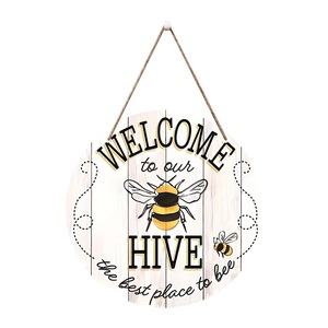 Spot cross-border wooden <b>bee</b> tag, doorplate, creative hanging ornament, wooden home party decoration, wall sticker, door - Product Image 5